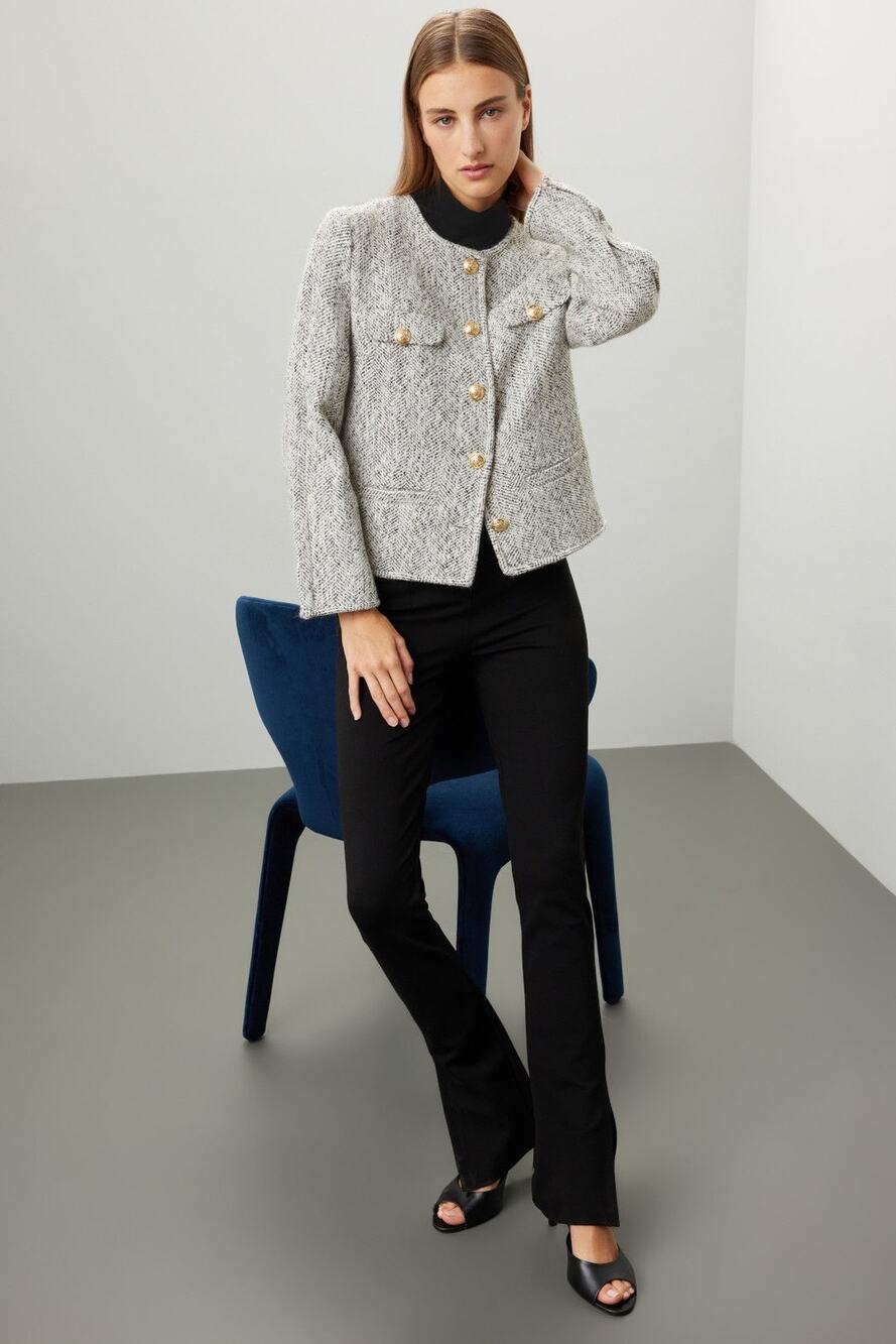 Derek Lam Collective Braeton Gray Tweed Button Front Jacket Size 6